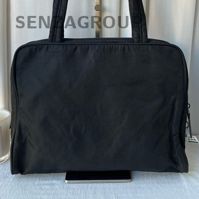Prada Black Silver Nylon Classic Tote Shoulder Bag for Women
