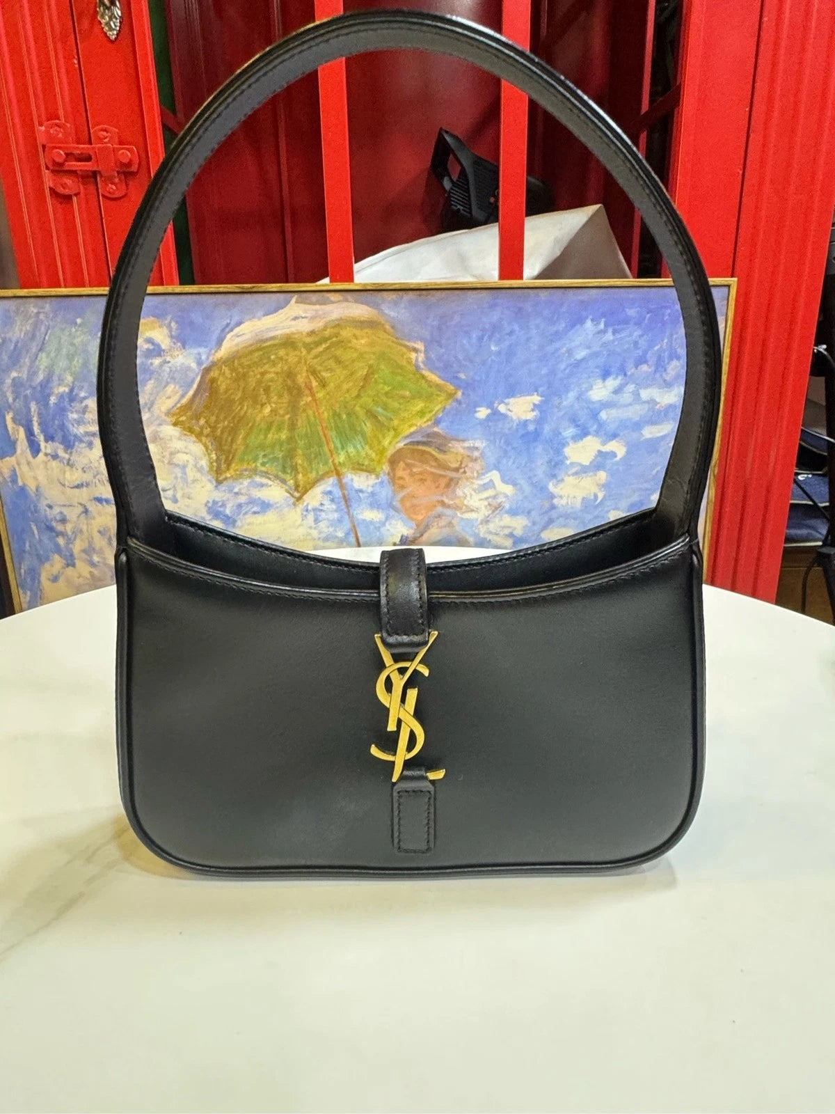 Saint Laurent Black Gold Mini Hobo Shoulder Handbag For Women