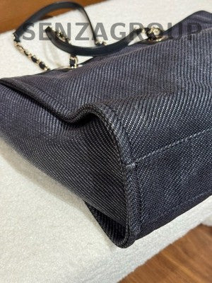 Chanel Black Gold Tote Chain Shoulder Bag Classic Women