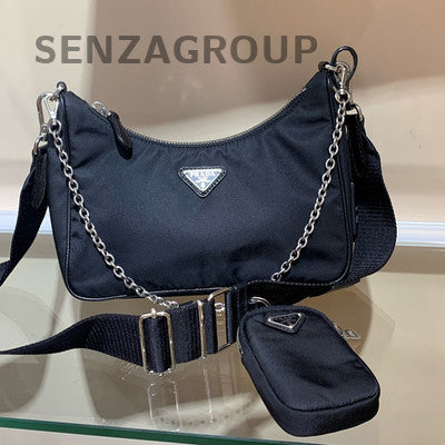 Prada Re-Edition 2000 Nylon Black Silver Chain Shoulder Crossbody Bag