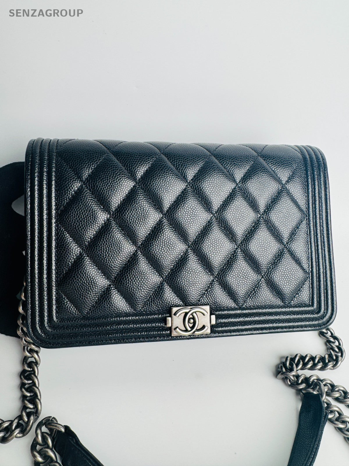 CHANEL Leboy Woc Diamond Pattern Chain Shoulder bag Crossbody Black Silver