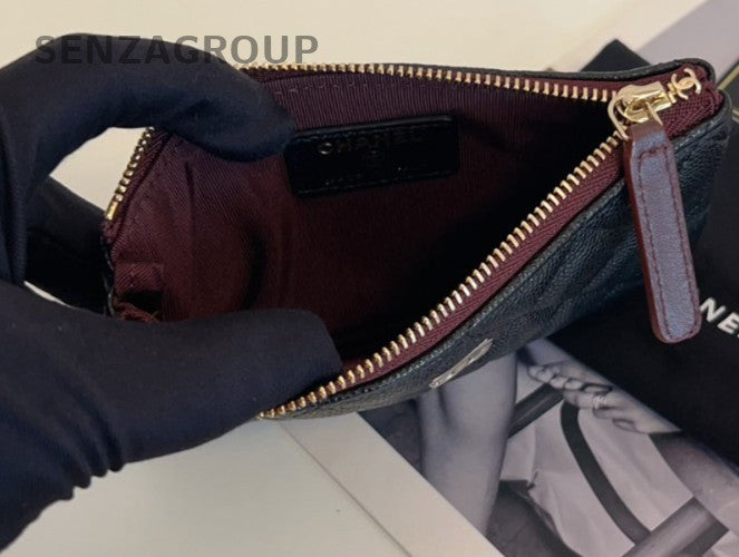 CHANEL Coin purse Calfskin Black Gold Classic