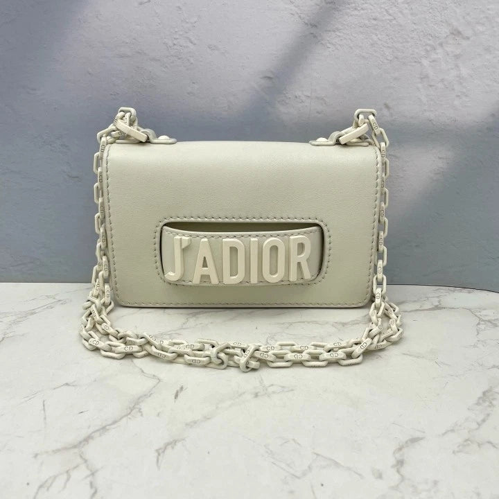 Authentic Dior J'adior Women's White Chain Shoulder Crossbody Bag