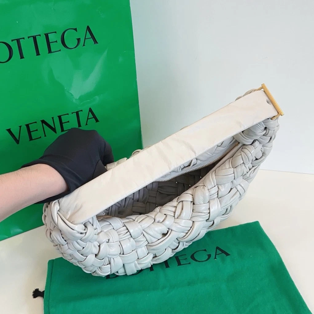 Bottega Veneta Banana Hobo Top Handle Shoulder Bag White Gold Women Classic