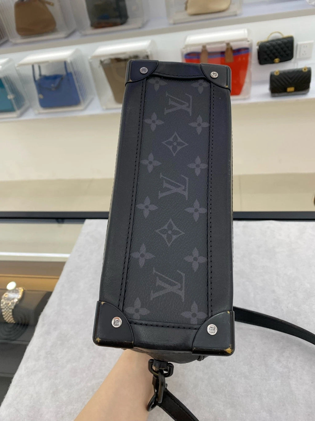 Louis Vuitton Black Canvas Soft Trunk Box Bag For Unisex