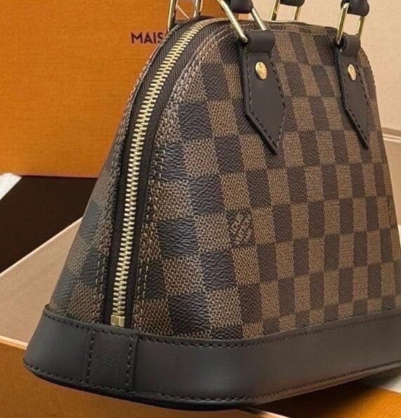 Louis Vuitton Damier BB Top Handle Bag Brown Gold Women Classic Designer