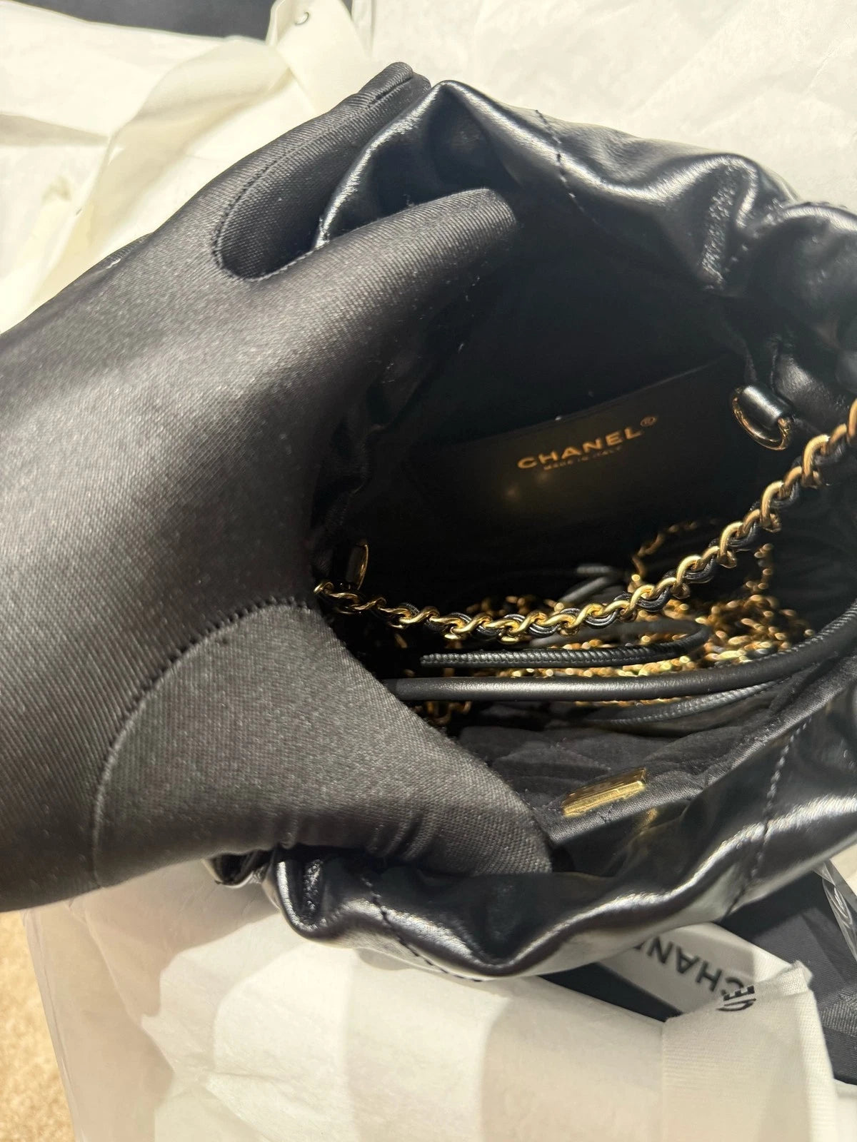 New CHANEL 22 Mini Tote Detachable Pearl Chain Shoulder Bag For Women