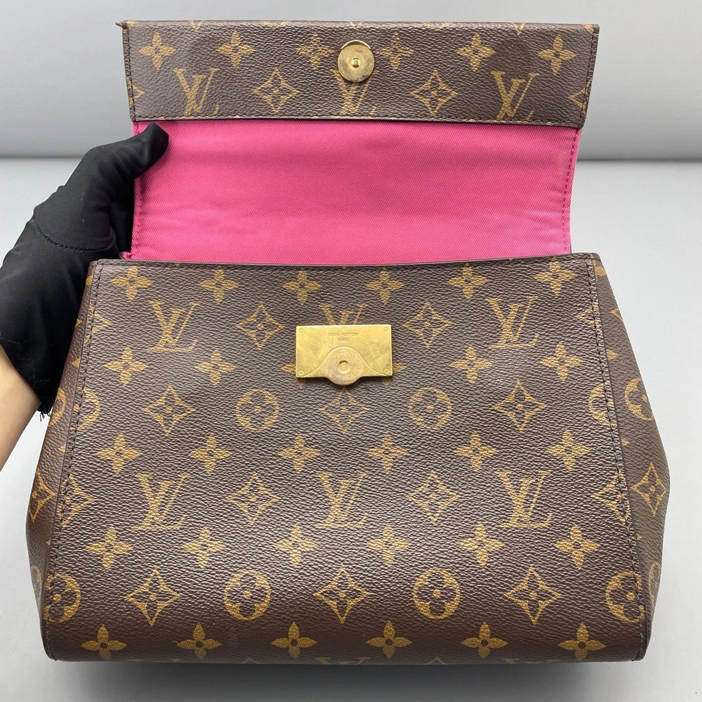 Louis Vuitton Monogram BB Top Handle Crossbody Bag Brown Gold Women Classic