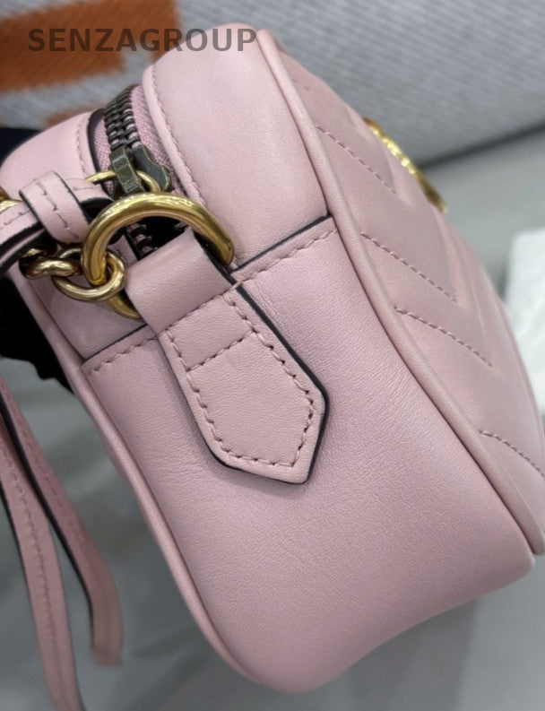 Gucci Marmont PM 2Way Shoulder Bag Crossbody Pink Gold Women Classic Designer
