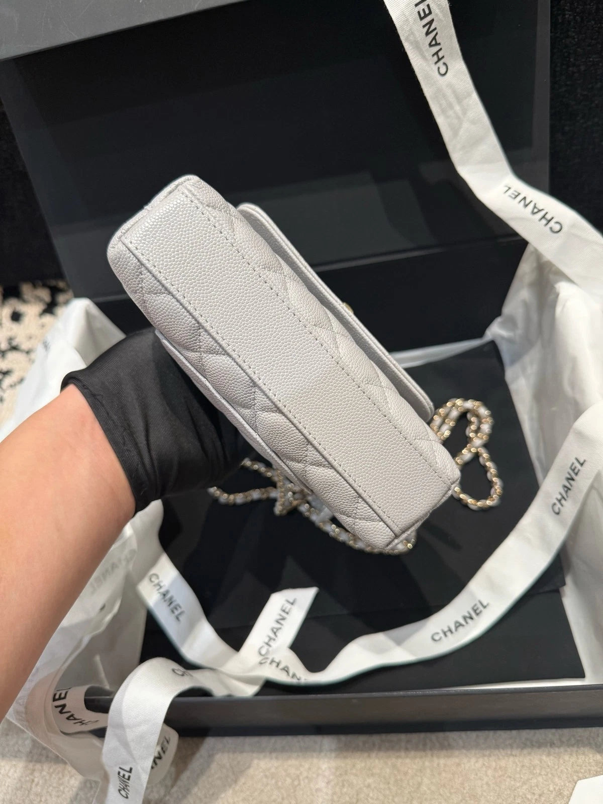 New Chanel Coco Handle Nano Gray Top Handle Bag For Women