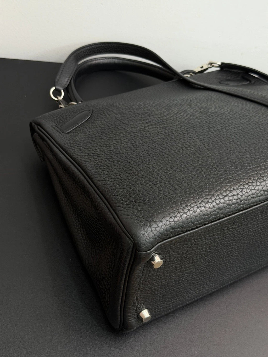 Authentic Hermes Kelly 32 Togo Tote Top Handle Crossbody Bag Black SHD