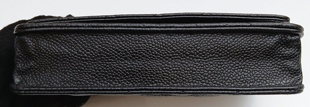 Chanel WOC Chain Shoulder Bag Crossbody Gold Black Used Women Diamond Classic