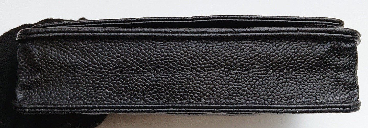 Chanel WOC Chain Shoulder Bag Crossbody Gold Black Used Women Diamond Classic