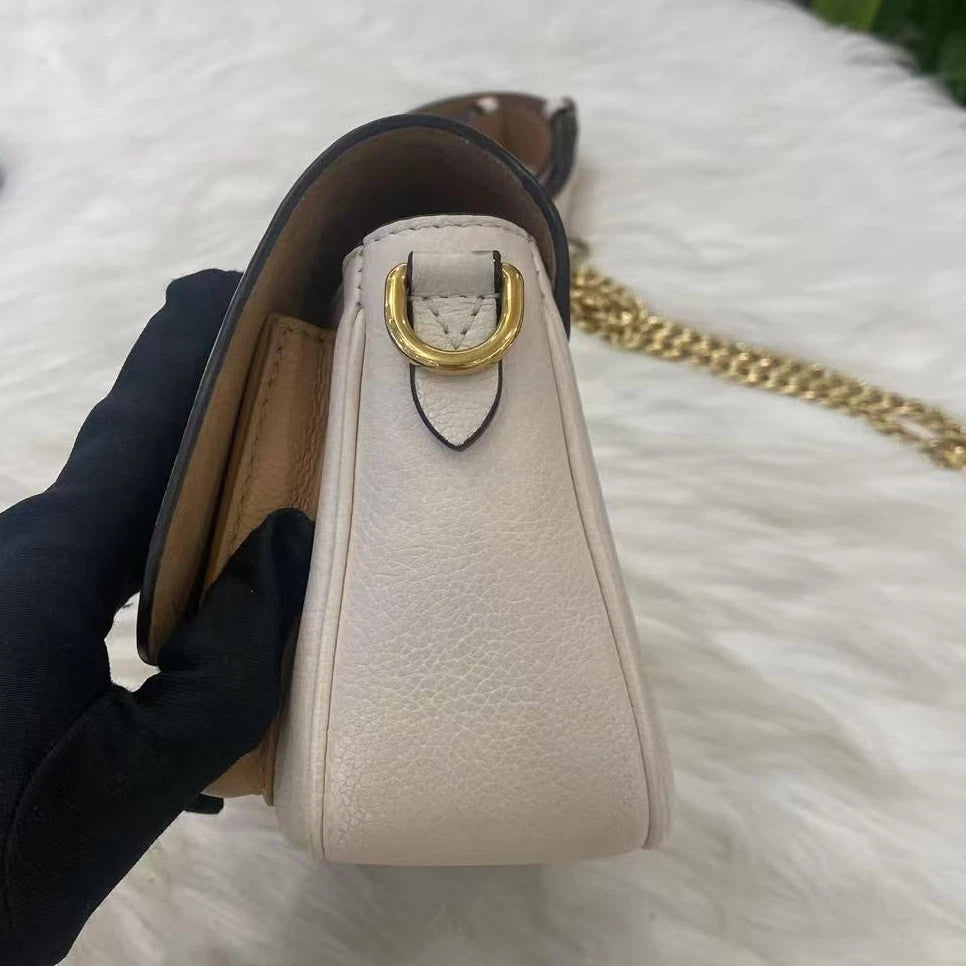 Louis Vuitton Lockme Tender Calfskin Chain Crossbody Bag - White Gold