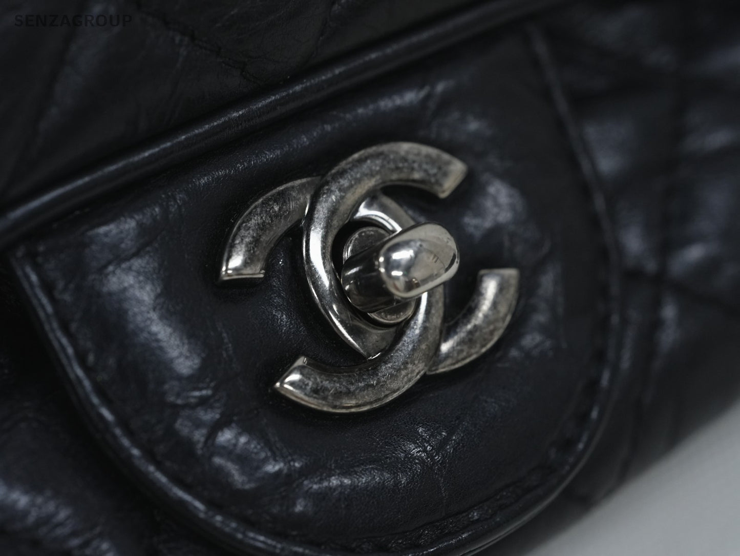 CHANEL Classic Flap MM Oil waxed leather Chain Shoulder bag Black Silver Classic
