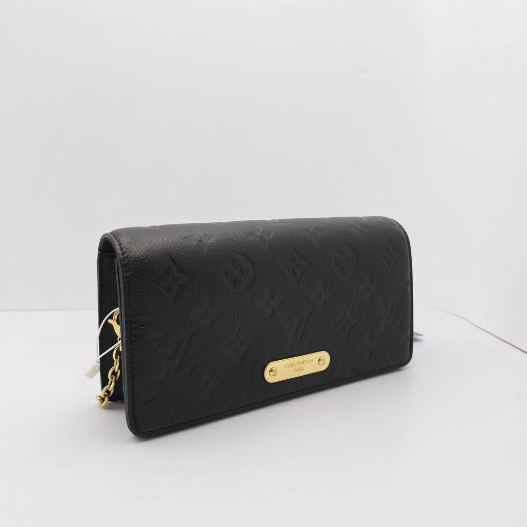 Louis Vuitton Black Printed Calfskin Lily WOC Shoulder Crossbody Bag For Women