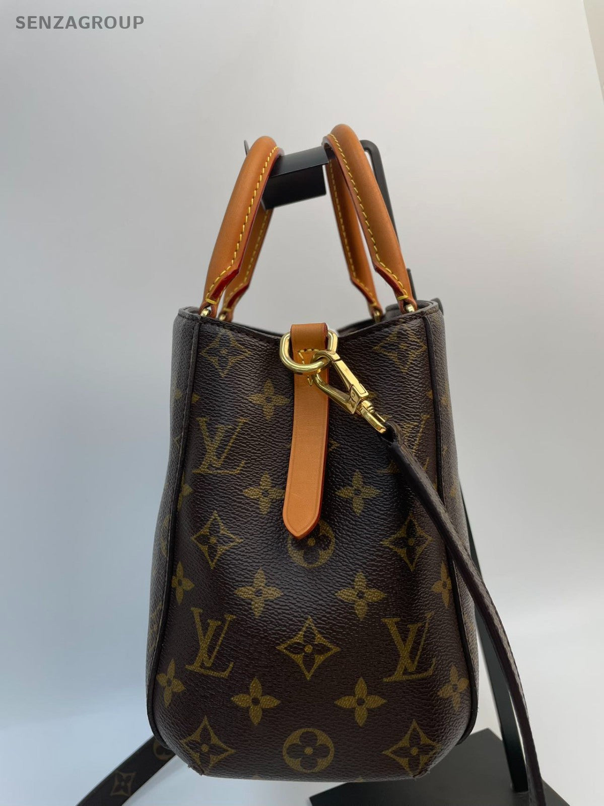 #1 - SJ0001 Louis Vuitton Montaigne Top Handle Bag MM Brown Canvas MG10387