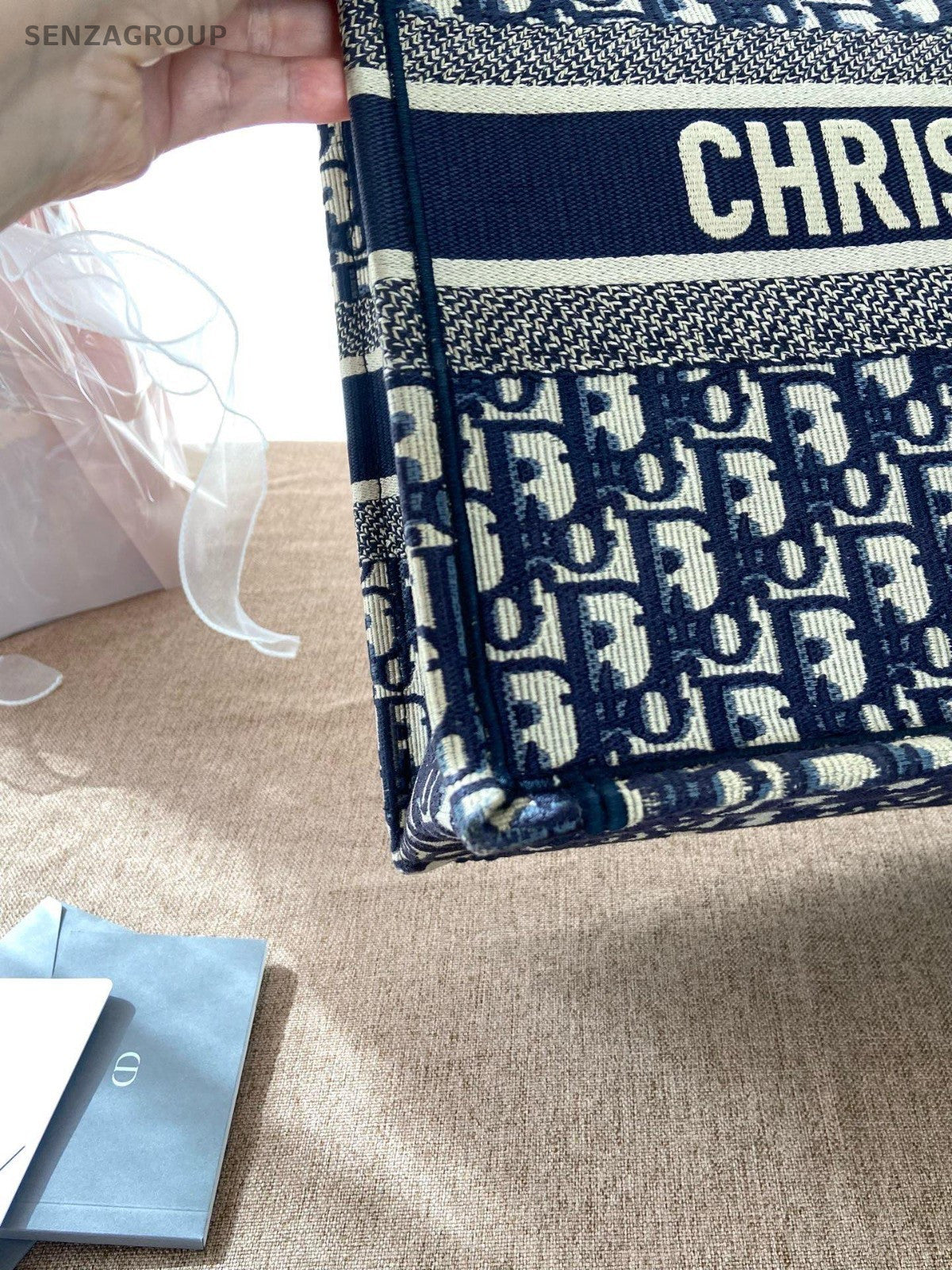 Christian Dior Book Tote MM Monogram Canvas Handbag Blue Classic