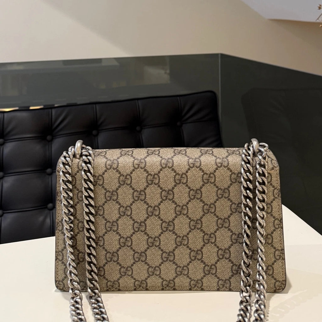 Gucci Dionysus Chain Shoulder Crossbody Bag Brown Silver Women's Classic