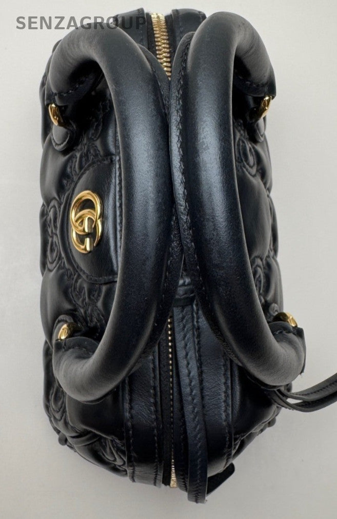 Gucci Matelasse Mini Boston Top Handle SHoulder Crossbody Bag Black Women