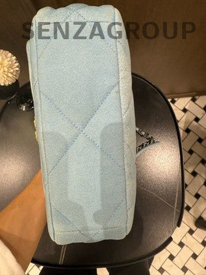 Chanel 19 Small Denim Blue Gold Chain Shoulder Crossbody Bag
