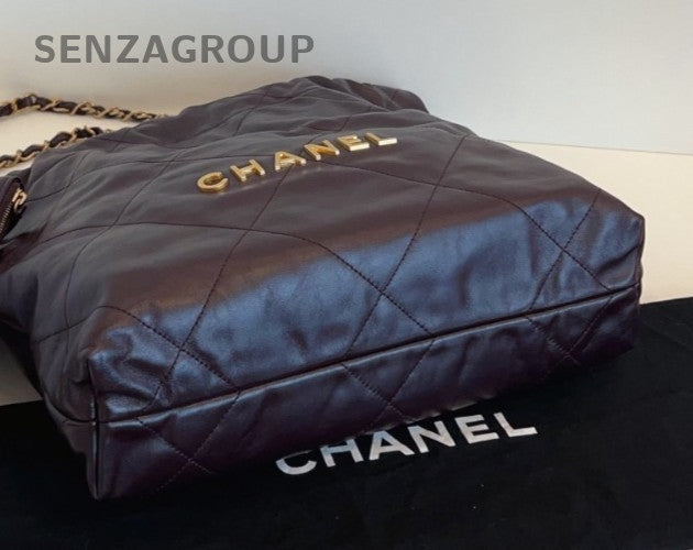 Chanel 22 PM Chain Shoulder Bag Crossbody Brown Gold Women Classic Vintage