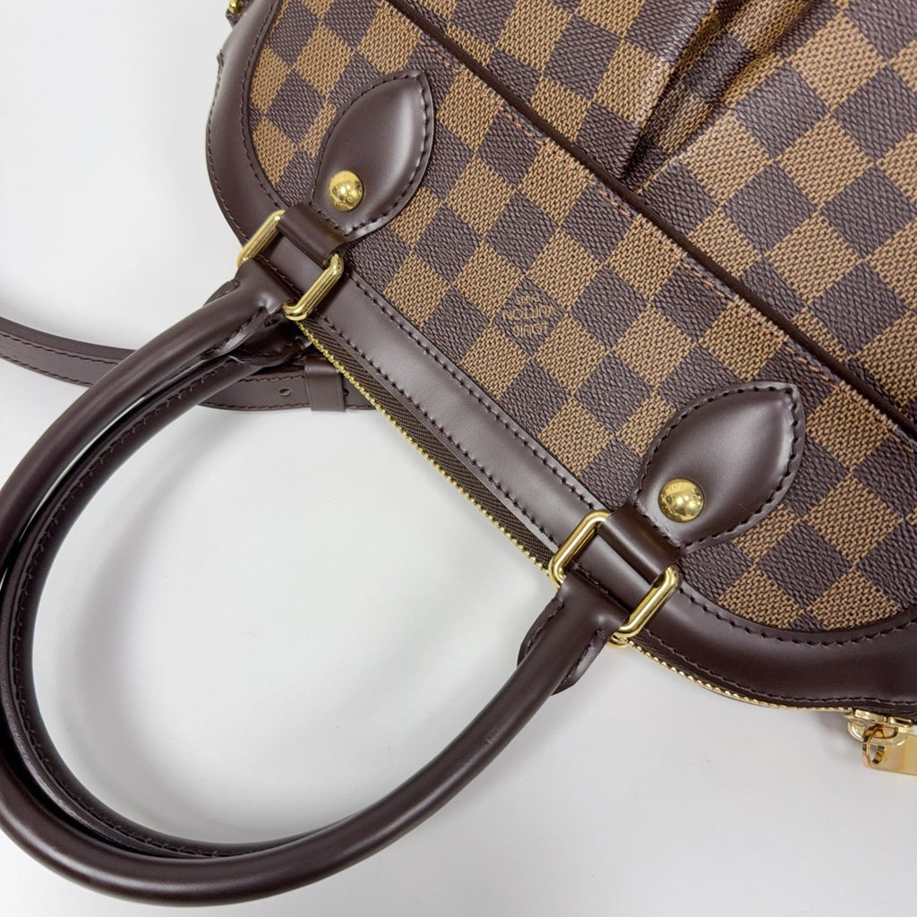Louis Vuitton Trevi Damier Ebene Top Handle Shoulder Bag Brown Gold Women