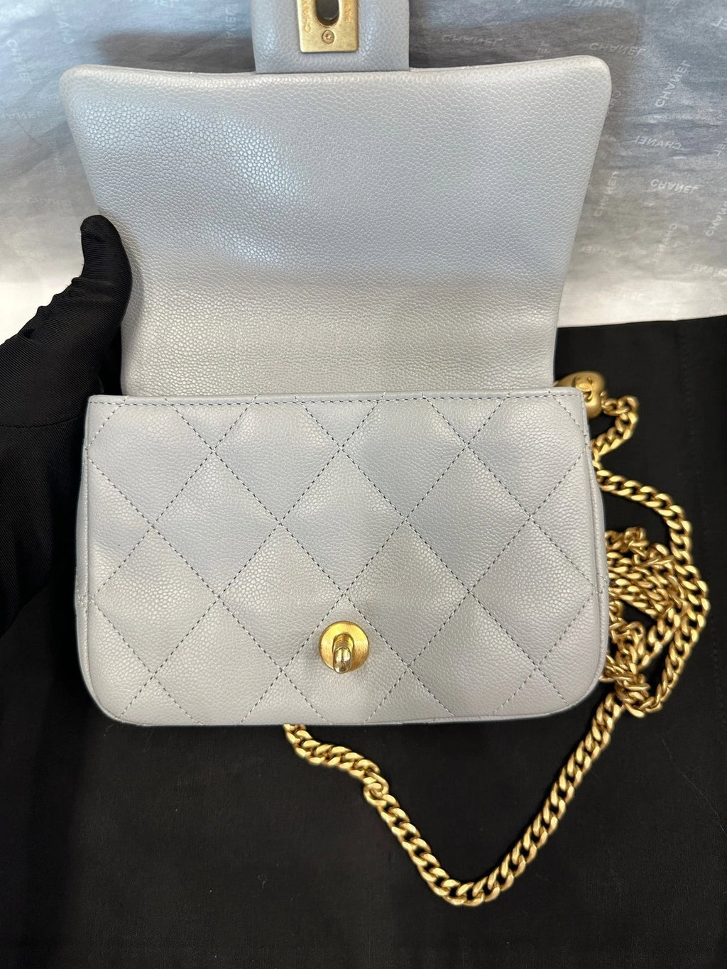 CHANEL Heart 20cm Gray Leather Crossbody Bag For Women