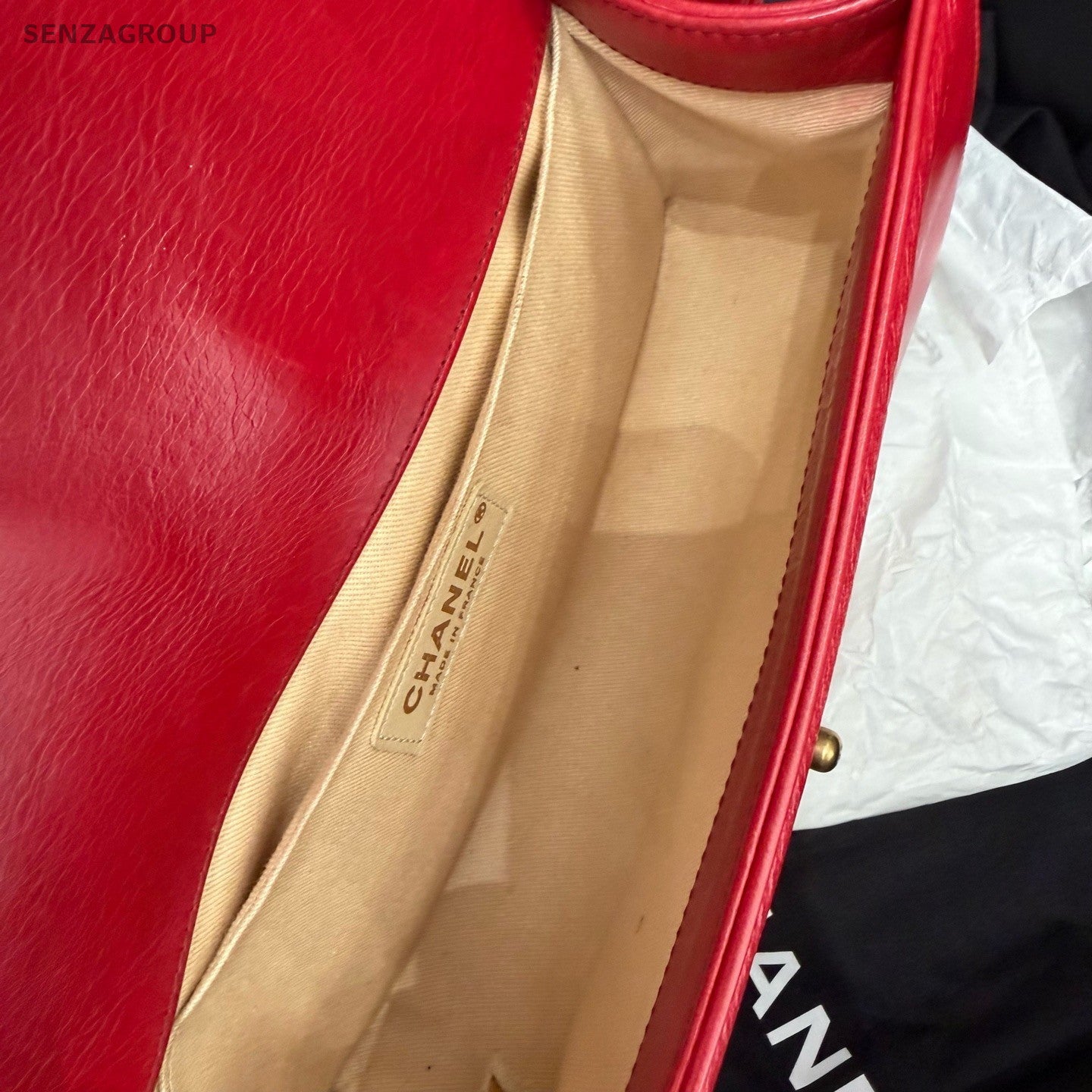 CHANEL Leboy Calfskin Diamond Pattern Chain Shoulder bag Red Gold Women