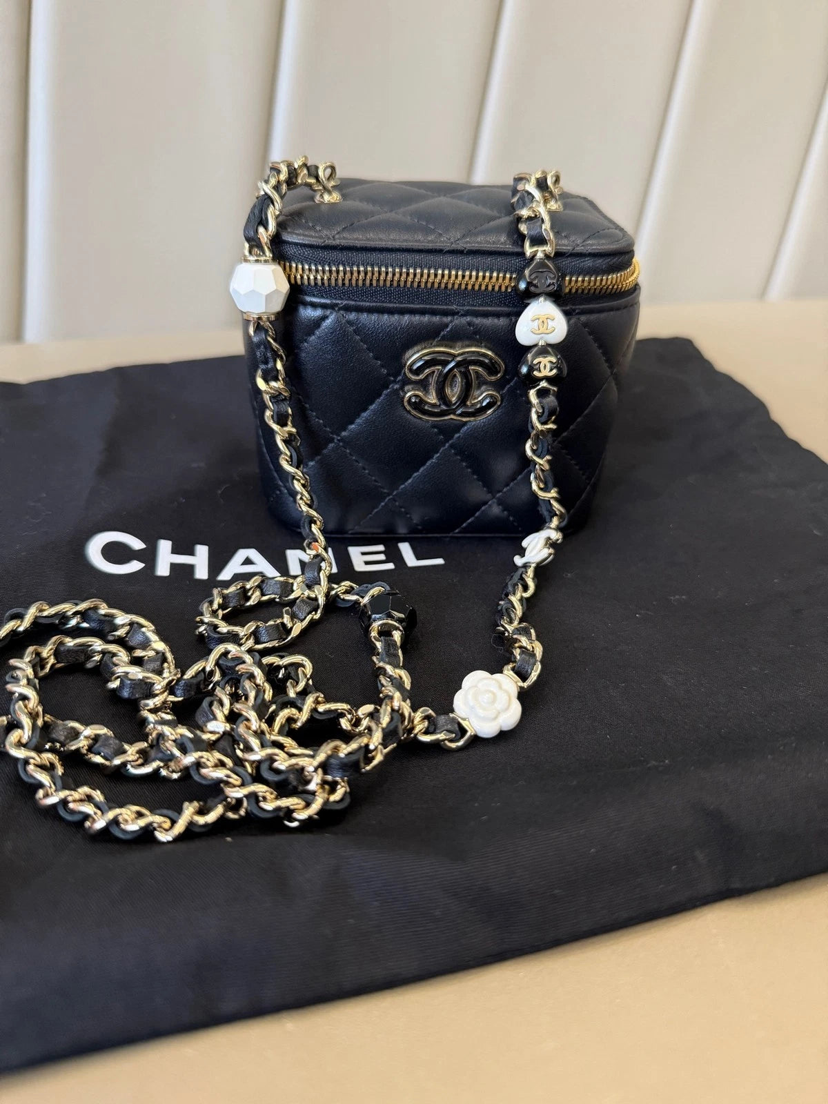 CHANEL Enamel Love Camellia Chain Box Lambskin Bag For Women