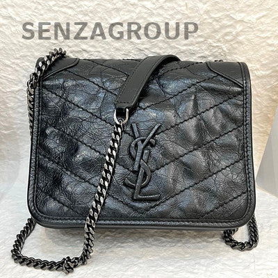 Saint Laurent YSL NIKI Mini WOC Black Silver Chain Shoulder Crossbody Bag