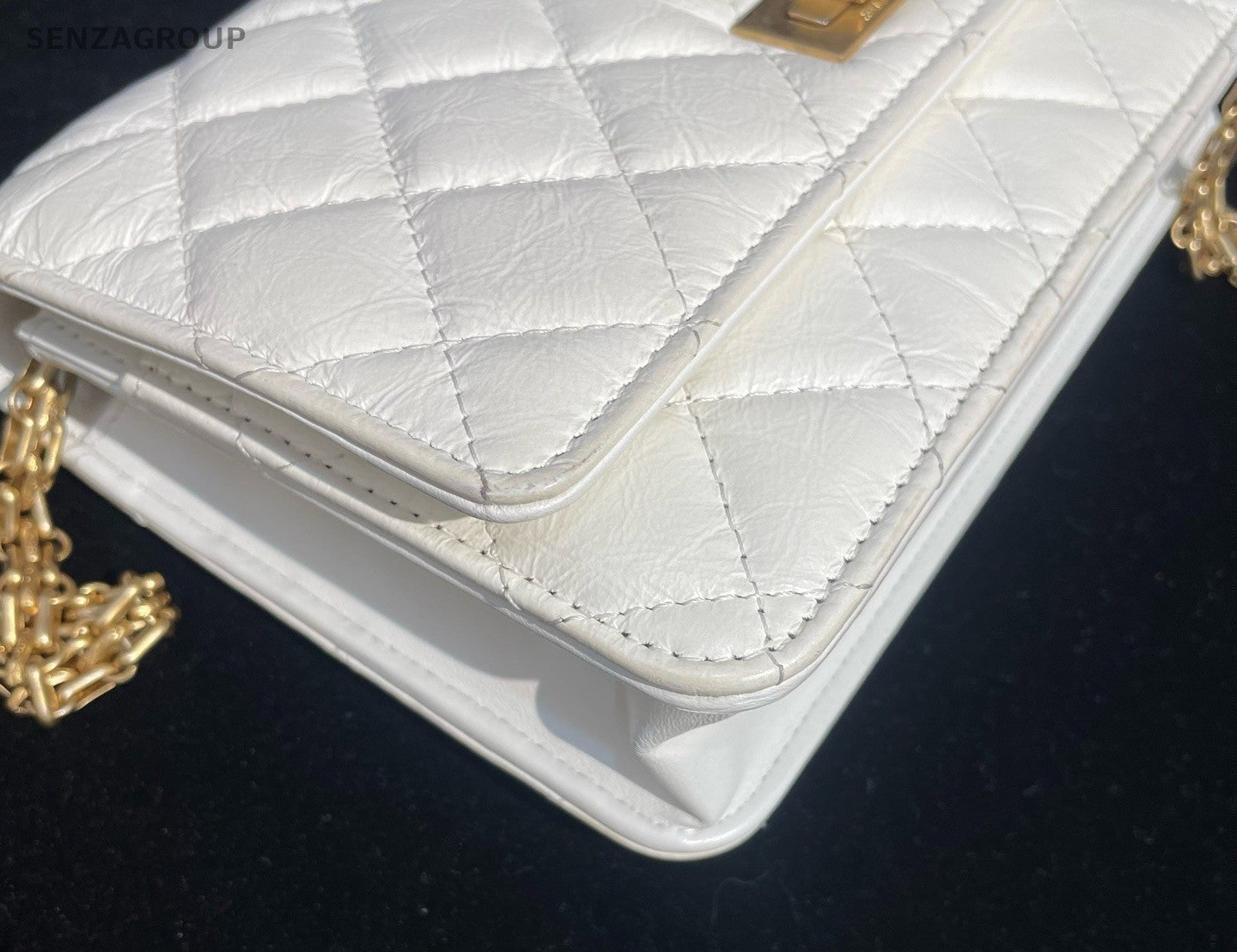 Chanel Diamond WOC Chain Shoulder Bag White Gold Used Women Classic