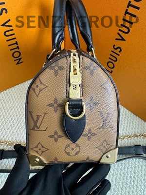 Louis Vuitton Speedy 20 Trunk Monogram Brown Handbag Chain Strap Classic
