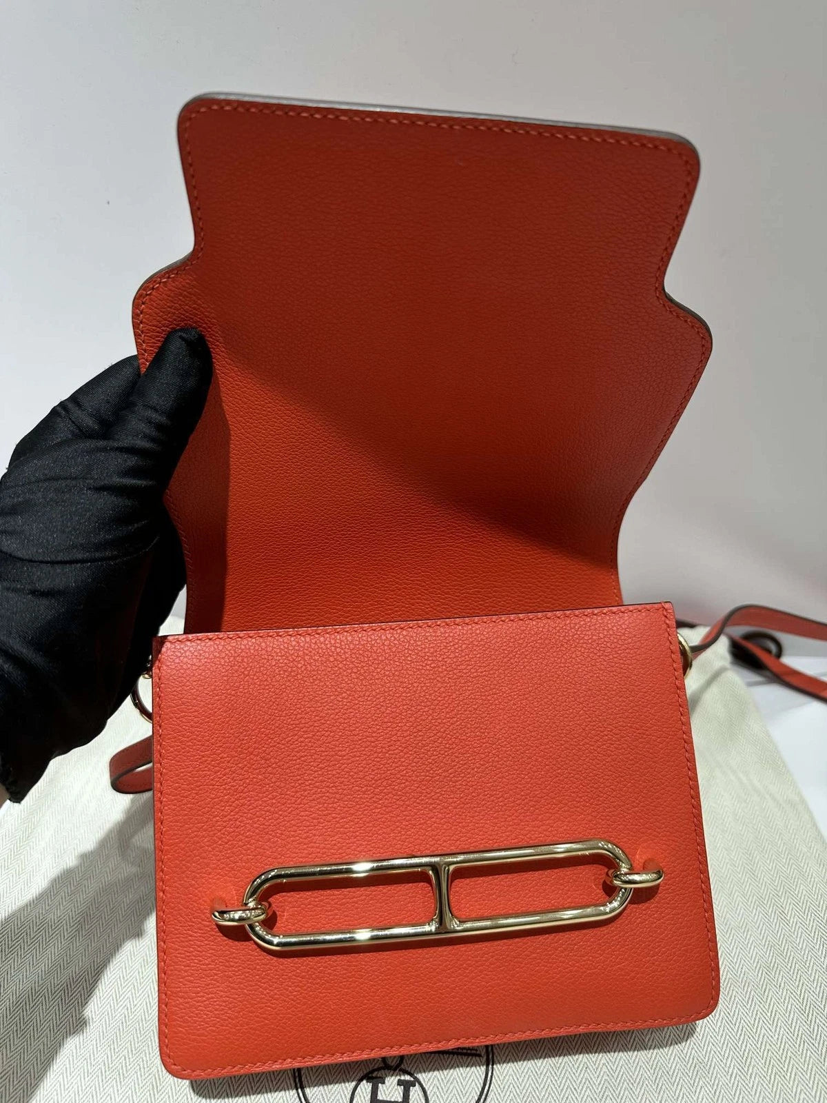 Hermes Mini Roulis19 Orange Crossbody Bag For Women