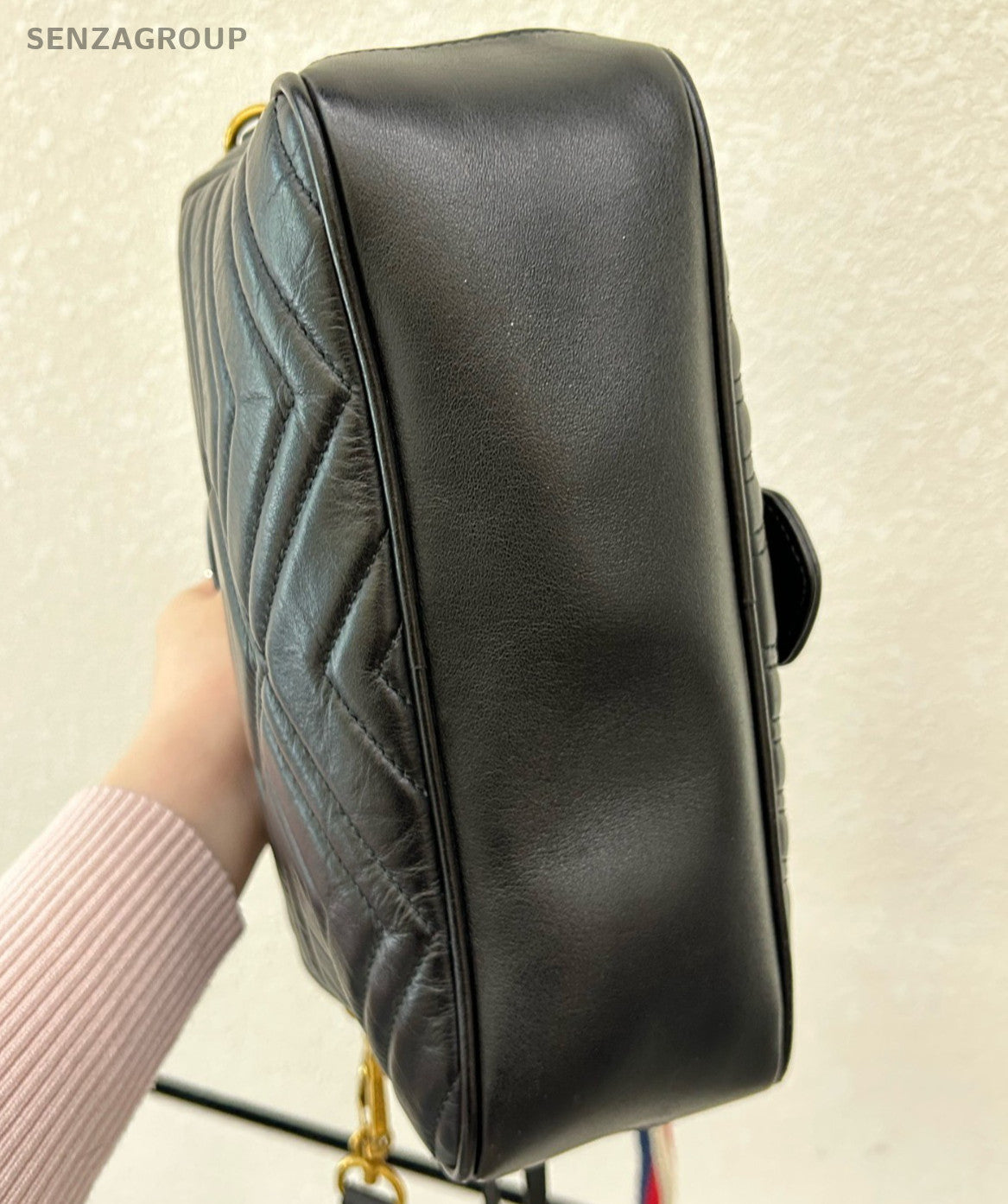 Gucci Marmont 2Way Shoulder Bag Crossbody Black Gold Women Classic