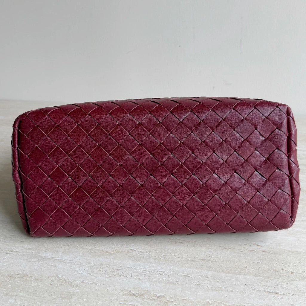 Bottega Veneta Intrecciato Leather 2Way Red Handbag Crossbody Gold Hardware