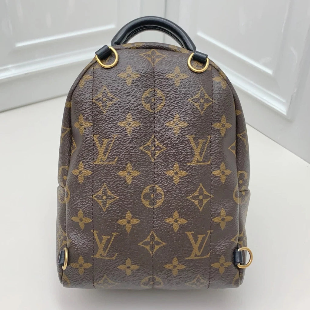 Louis Vuitton Palm Spring Monogram Canvas Backpack Brown Gold Women Classic