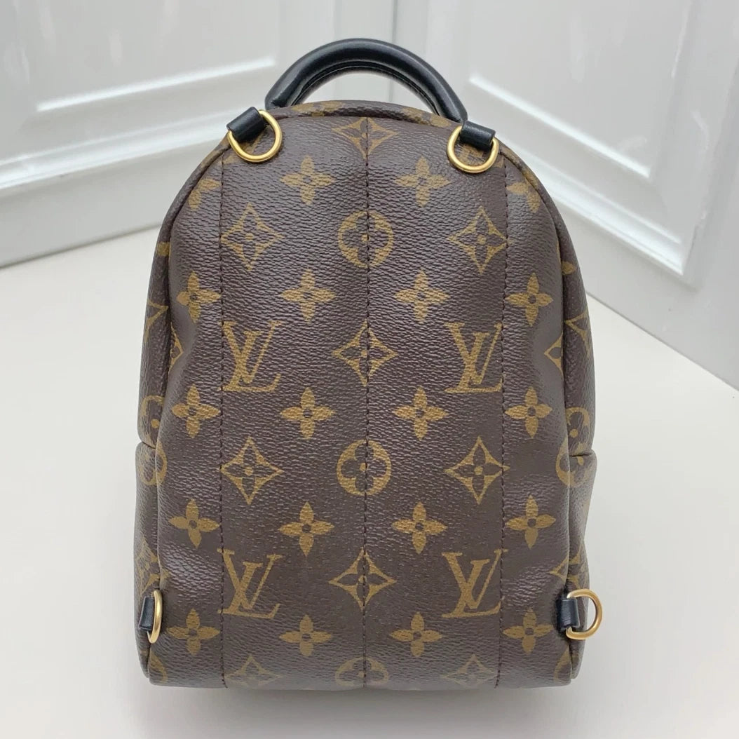 Louis Vuitton Palm Spring Monogram Canvas Backpack Brown Gold Women Classic