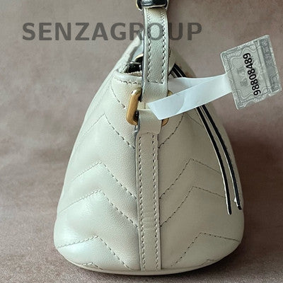 Gucci Marmont Shoulder Bag White Gold Hobo Crossbody Women's Classic Fashion