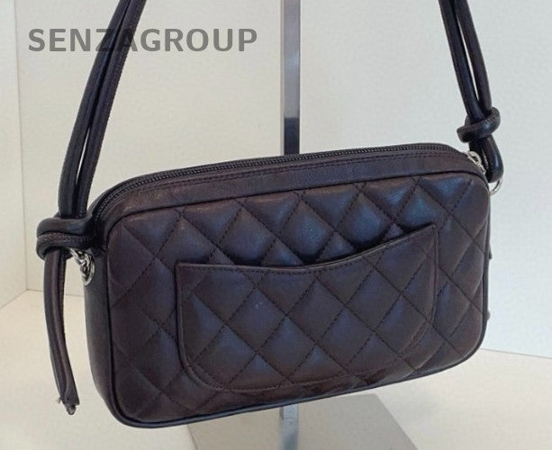 Chanel Cambon Vintage Shoulder Bag Black Orange Used Women Classic Diamond