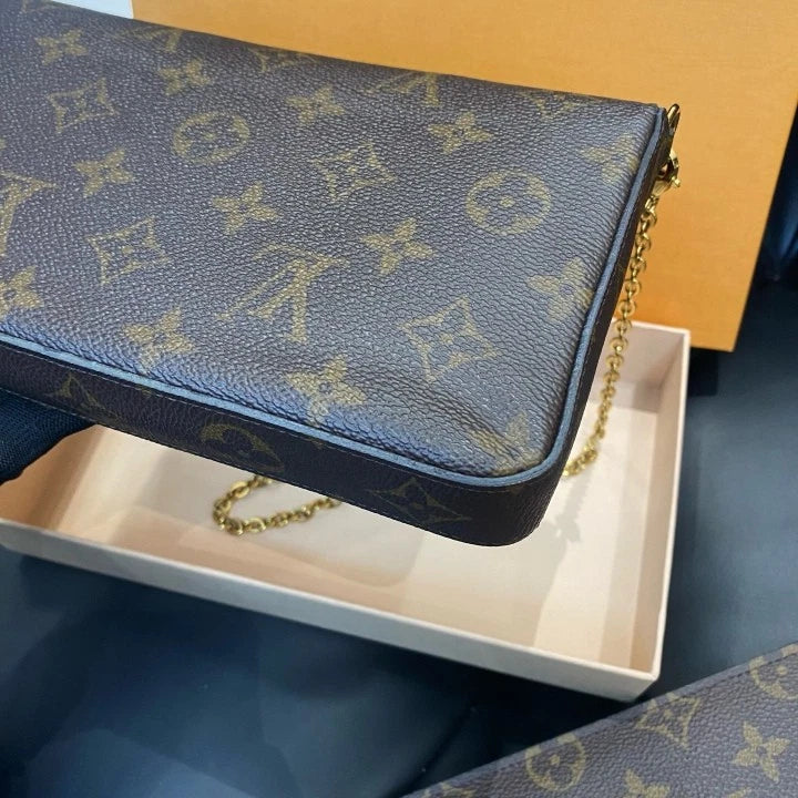 Louis Vuitton Pochette Felicie Monogram Chain Shoulder Crossbody Women D