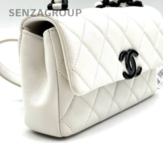 Chanel 21C Mini Calfskin Diamond Chain Shoulder Bag Crossbody White Black Women