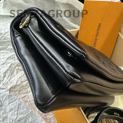 Louis Vuitton Pochette Coussin Calfskin Black Gold Chain Shoulder Bag