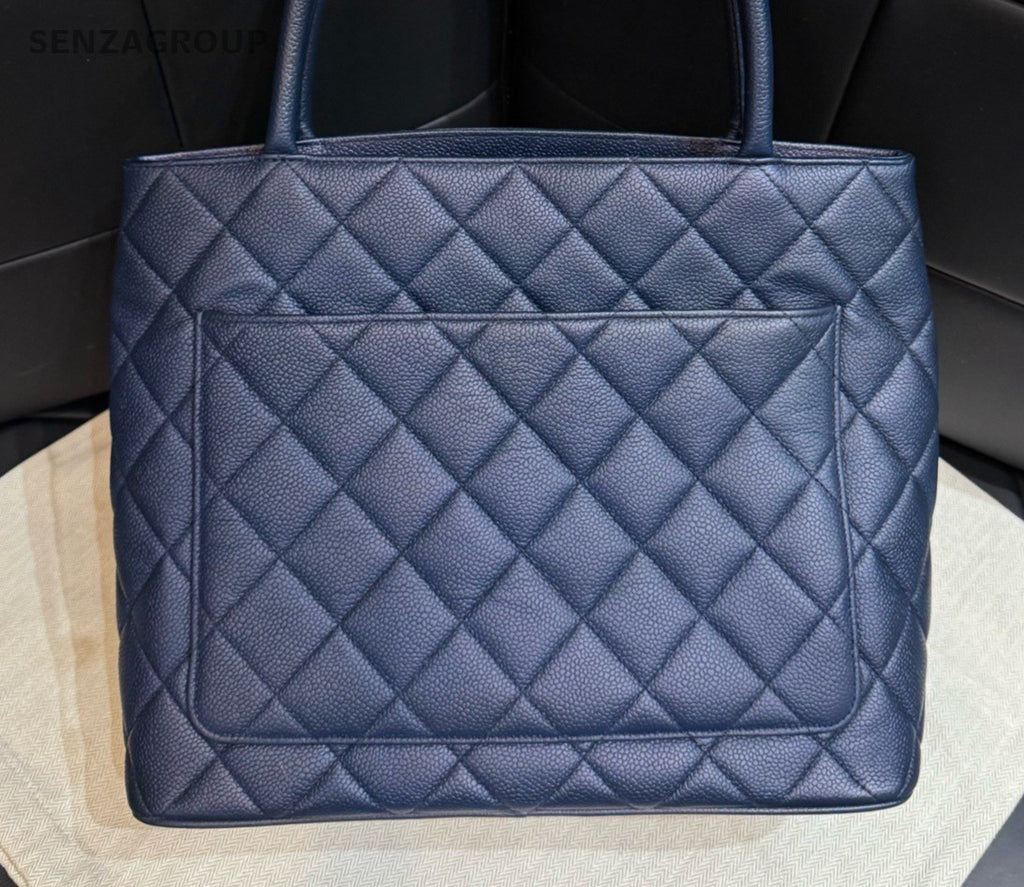 Chanel Diamond CC Logo Handbag Shoulder Bag Blue Silver Women Classic