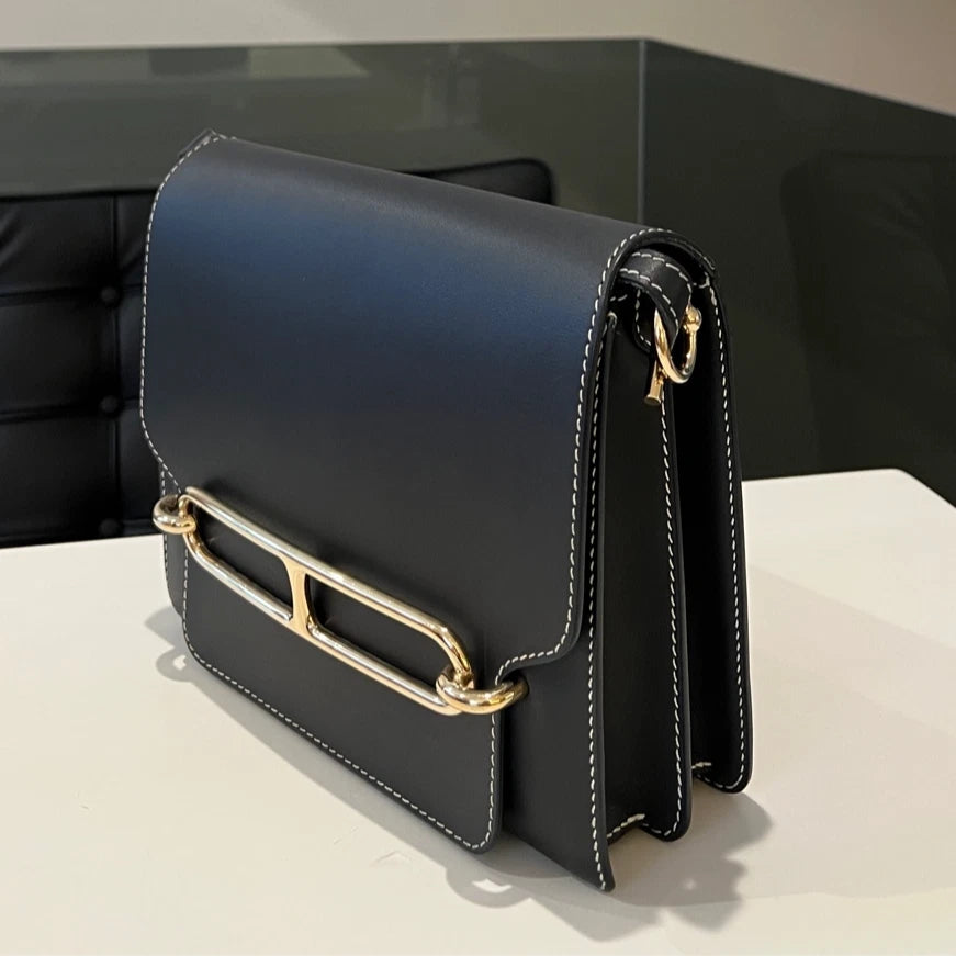 Hermès Roulis 23 Black Gold Hardware Shoulder Bag Classic Women
