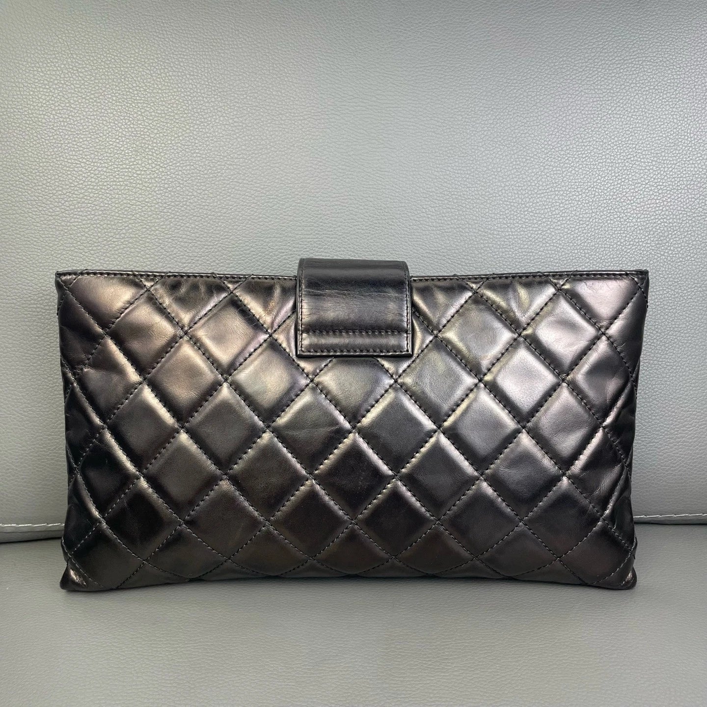 Chanel Quilted Chocolate Brown Leather Envelope Clutch For Women