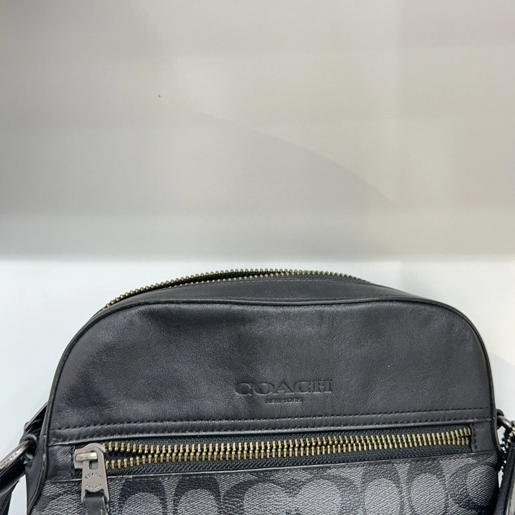 Coach Black Canvas Monogram Camera Shoulder Crossbody Bag For Women