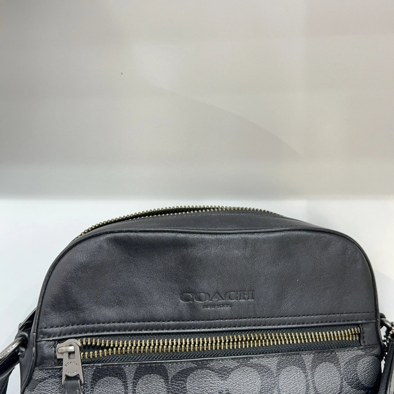 Coach Black Canvas Monogram Camera Shoulder Crossbody Bag For Women