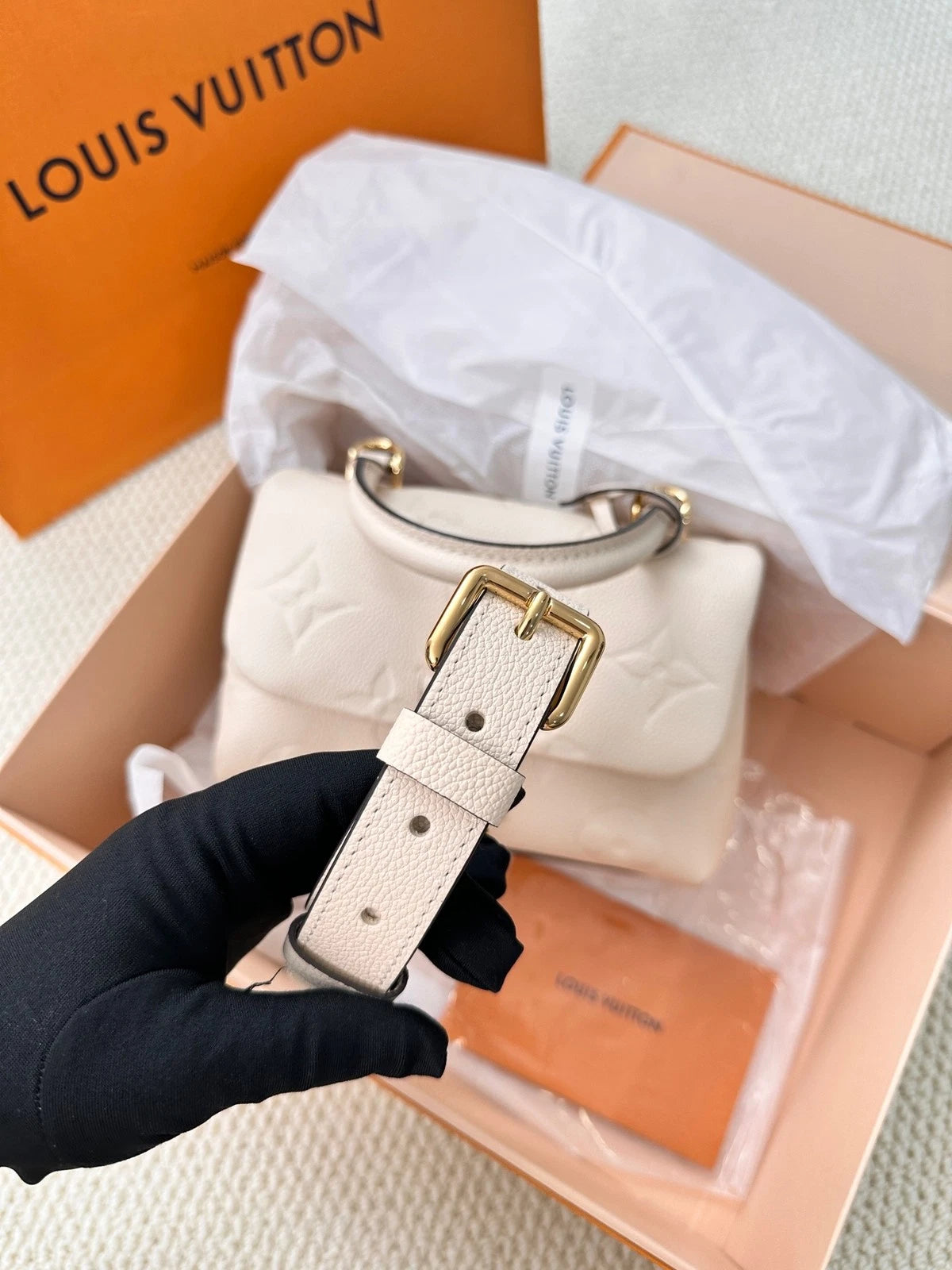 Louis Vuitton Madeleine Nano White Handbag Crossbody Bag Women