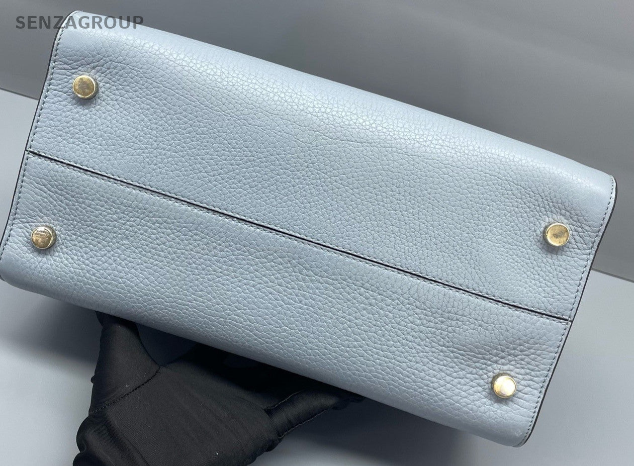Christian Dior D-Shield Tote Top Handle Shoulder Crossbody Bag Dusty Blue Women